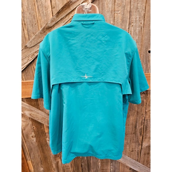 Habit fishing shirt men's XL Short Sleeve Vented performance teal button up - Picture 4 of 8